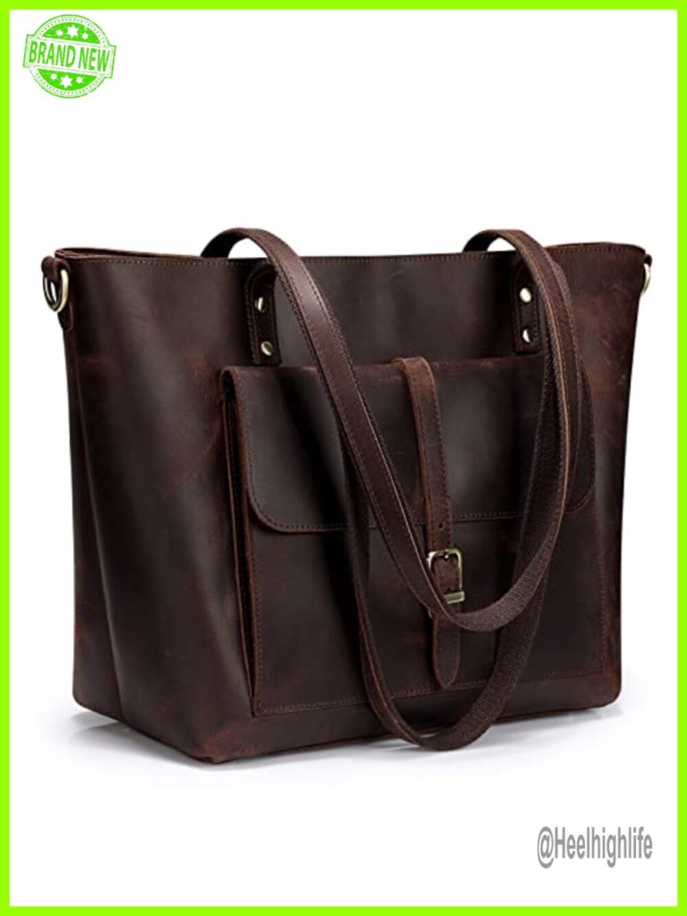 Vintage Genuine Leather Tote Bag Large Shoulder Purse Work Laptop